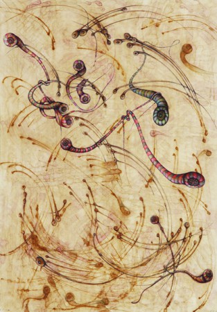 Triptych - Cyklus Zrod l, 2008, komb.technika,102 x 78 cm